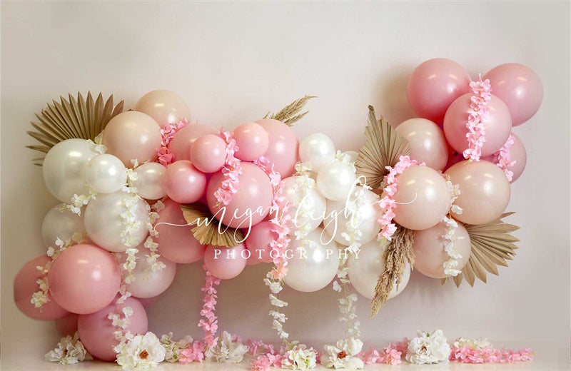 Kate Pink Floral Garlan Backdrop Fall Cake Smash Designed by Megan Leigh Photography