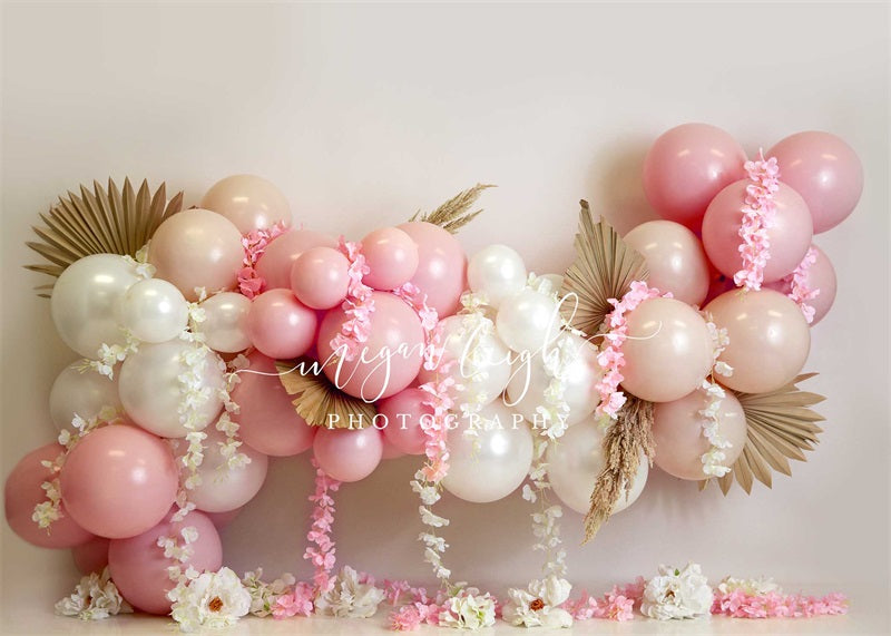 Kate Pink Floral Garlan Backdrop Fall Cake Smash Designed by Megan Leigh Photography