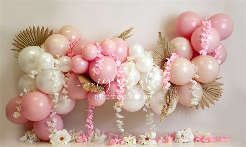 Kate Pink Floral Garlan Backdrop Fall Cake Smash Designed by Megan Leigh Photography