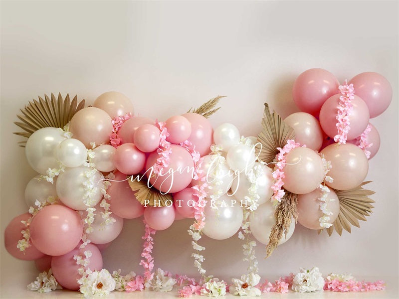 Kate Pink Floral Garlan Backdrop Fall Cake Smash Designed by Megan Leigh Photography