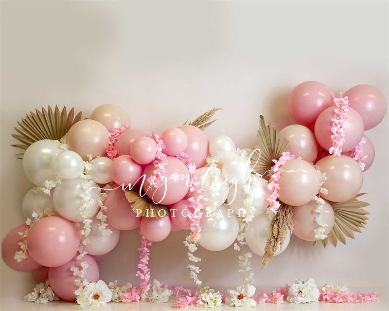 Kate Pink Floral Garlan Backdrop Fall Cake Smash Designed by Megan Leigh Photography