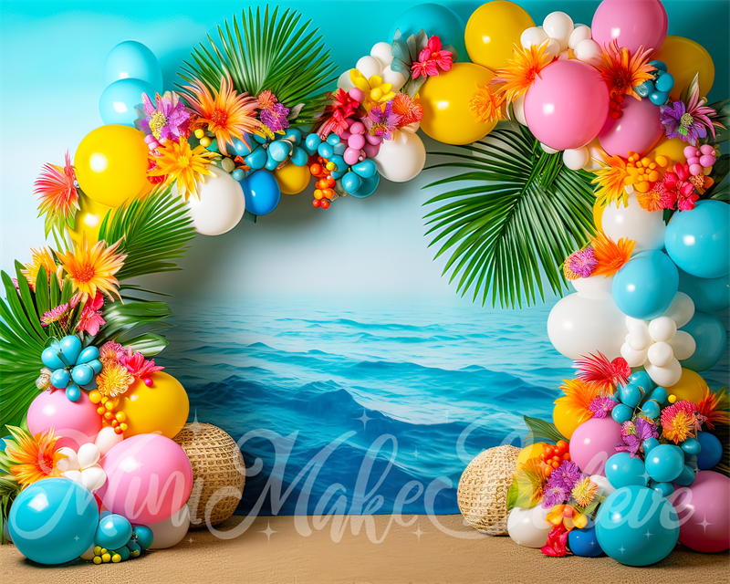 Kate Beach Flower Balloon Arch Birthday Backdrop Designed by Mini MakeBelieve - Kate Backdrop AU