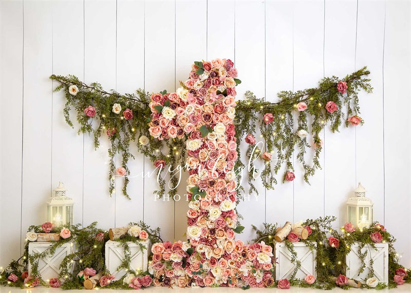 Kate One Floral Garden Backdrop First Birthday Designed by Megan Leigh Photography