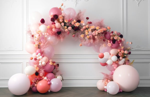 Kate Baby Spring Flowers Backdrop Balloon Arch Interior Birthday Designed by Mini MakeBelieve - Kate Backdrop AU