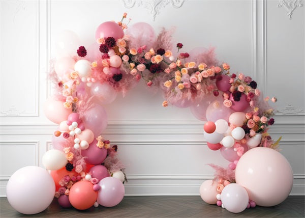 Kate Baby Spring Flowers Backdrop Balloon Arch Interior Birthday Designed by Mini MakeBelieve - Kate Backdrop AU