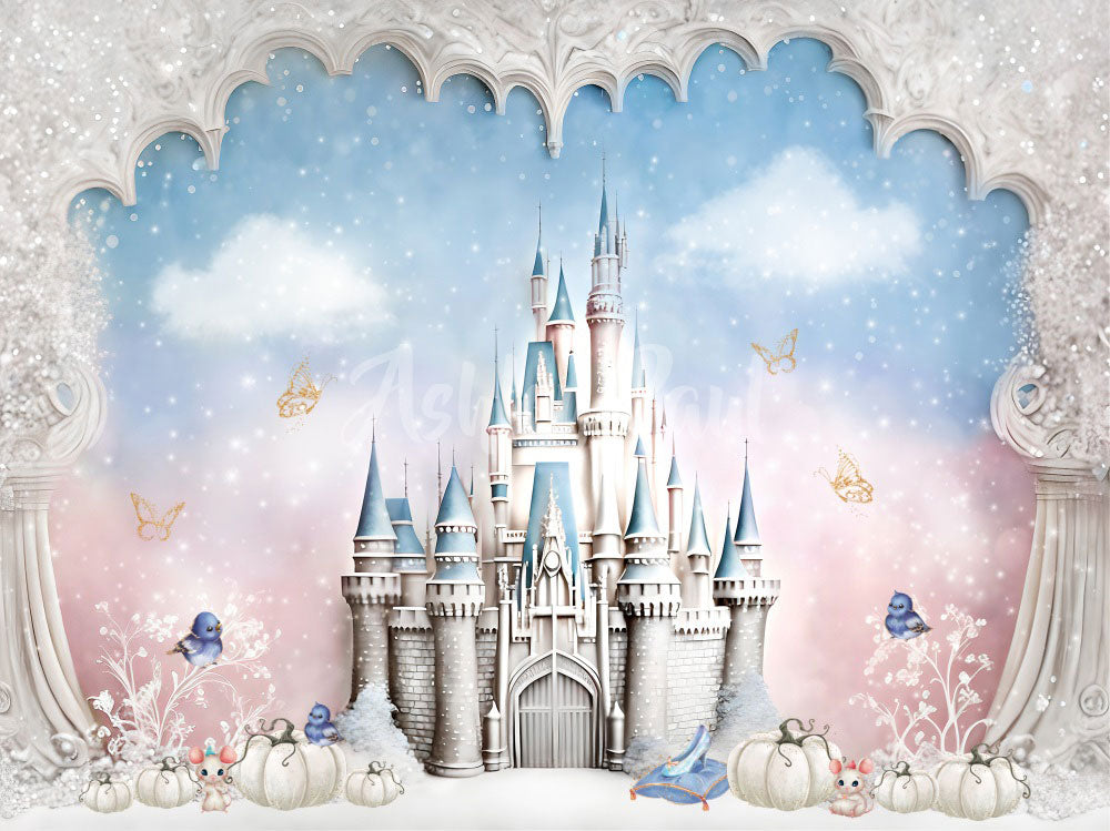 Kate Princess Castle Bluepink Backdrop Designed by Ashley Paul - Kate Backdrop AU