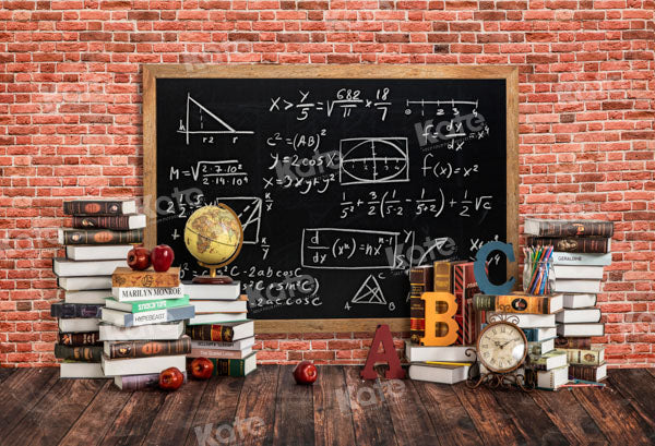 Kate Back to School Backdrop Red Brick Wall Designed by Emetselch - Kate Backdrop AU