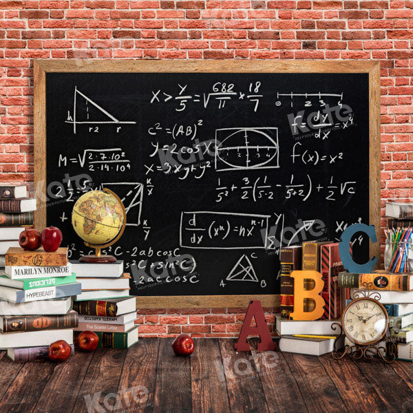 Kate Back to School Backdrop Red Brick Wall Designed by Emetselch - Kate Backdrop AU