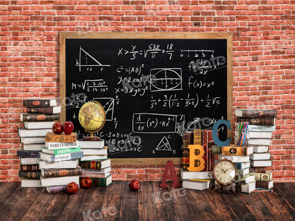 Kate Back to School Backdrop Red Brick Wall Designed by Emetselch - Kate Backdrop AU
