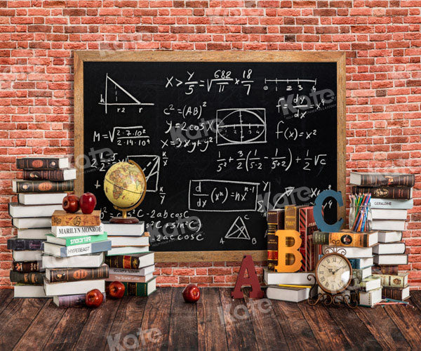Kate Back to School Backdrop Red Brick Wall Designed by Emetselch - Kate Backdrop AU