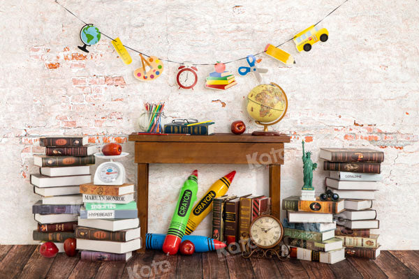 Kate Back to School Backdrop Book desk Designed by Emetselch - Kate Backdrop AU