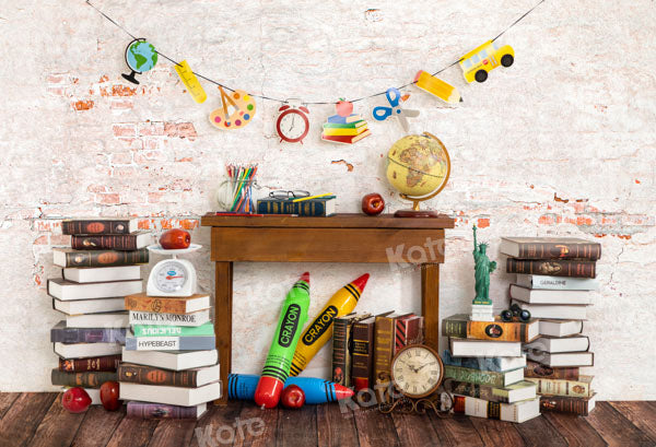 Kate Back to School Backdrop Book desk Designed by Emetselch - Kate Backdrop AU