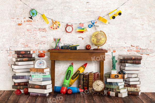 Kate Back to School Backdrop Book desk Designed by Emetselch - Kate Backdrop AU