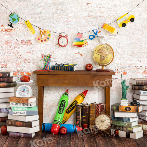 Kate Back to School Backdrop Book desk Designed by Emetselch - Kate Backdrop AU