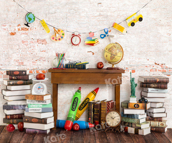 Kate Back to School Backdrop Book desk Designed by Emetselch