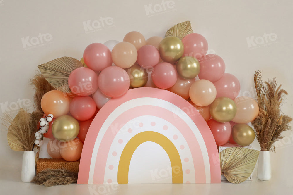 Kate Balloon Rainbow Autumn Backdrop Cake Smash for Photography - Kate Backdrop AU