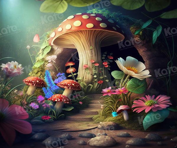 Kate Fairy Mushroom Backdrop Wonderland Flowers Spring Mystery Designed by Chain Photography