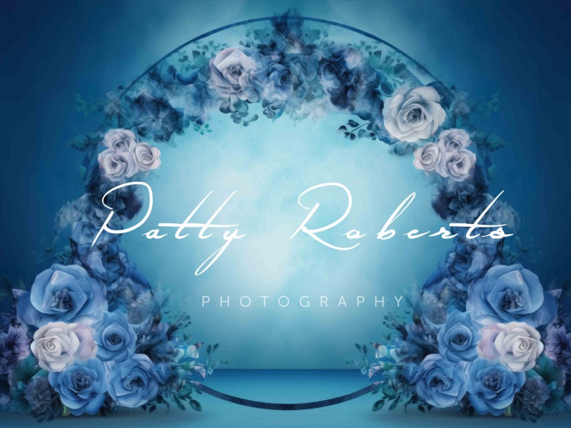 Kate Blue Watercolor Flower Loop Backdrop Designed by Patty Roberts