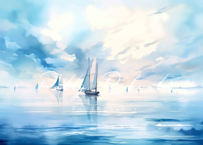Kate Watercolor Sea Boats Backdrop Designed by Patty Robertss - Kate Backdrop AU