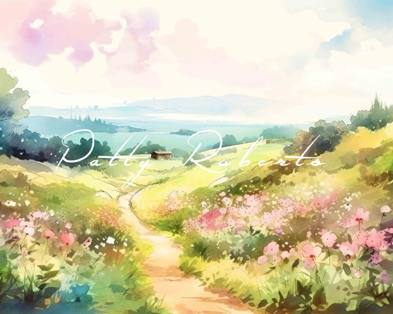 Kate Watercolor Meadow Serenity Backdrop Designed by Patty Robertss - Kate Backdrop AU