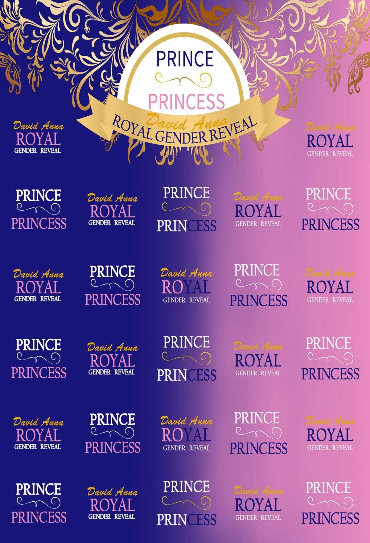 Katebackdrop£ºGender Open Party Blue Pink Backdrop Prince or Princess Step and Repeat