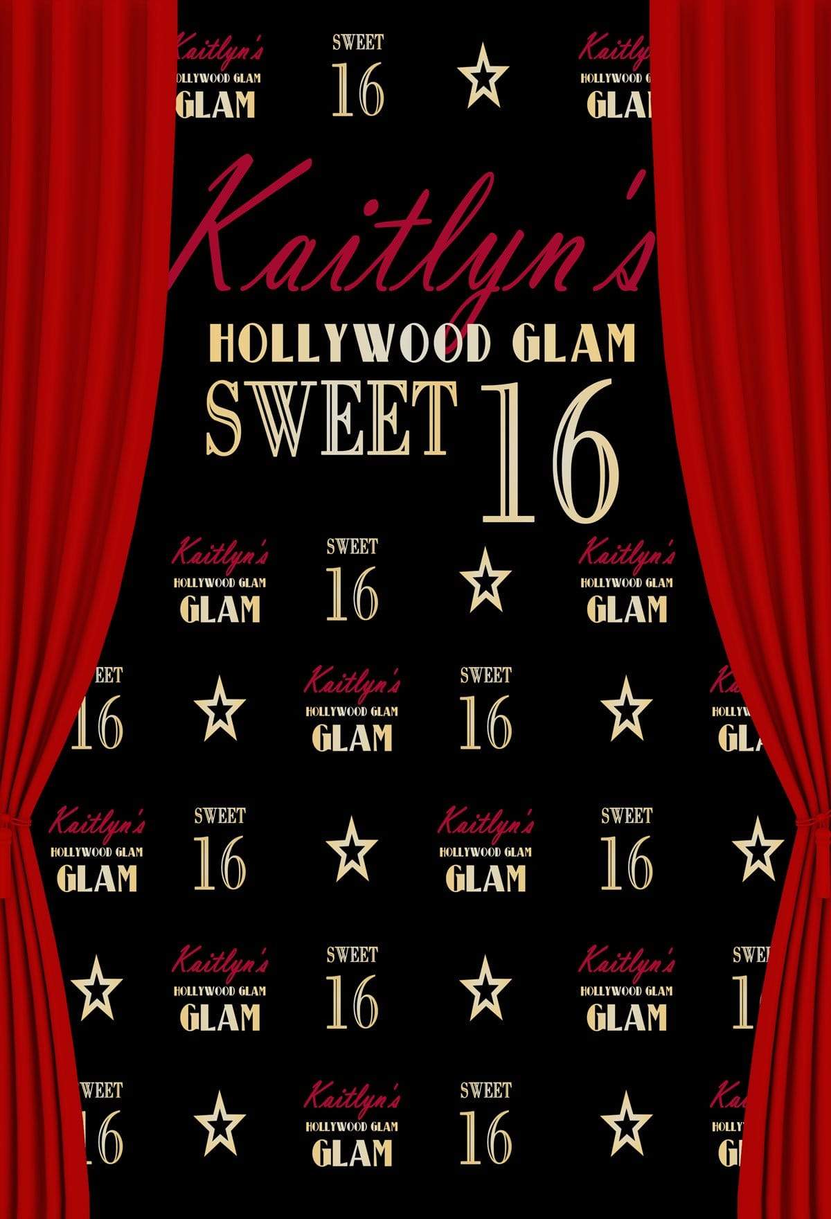Katebackdrop£ºKate Sweet Sixteen Birthday Party Black Backdrop Red Curtain Step and Repeat