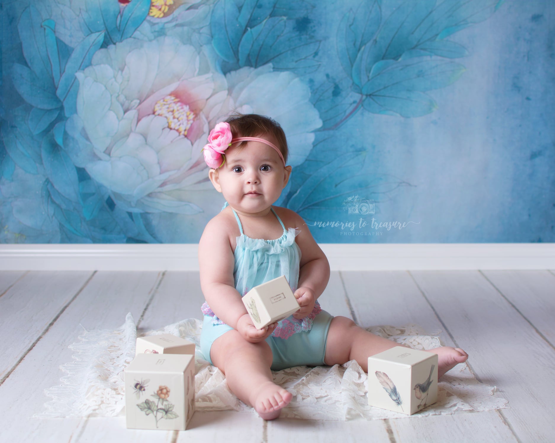 Kate Blue Flower Backdrop Photography For Children