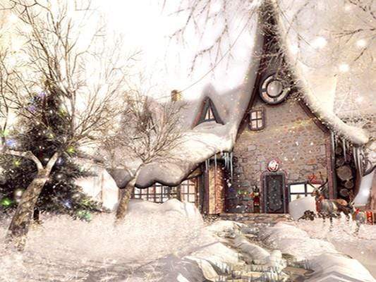 Katebackdrop£ºKate Snow House Fairytale Backdrop Photography With Tree