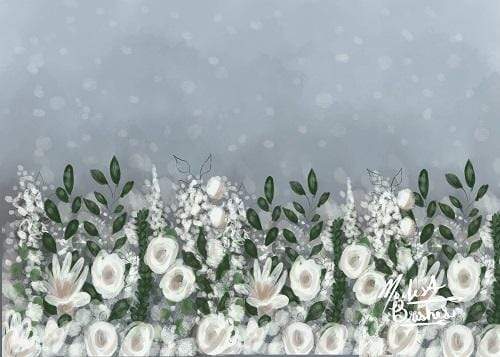 Kate Overgrown Floral on Grey Backdrop Designed by Modest Brushes