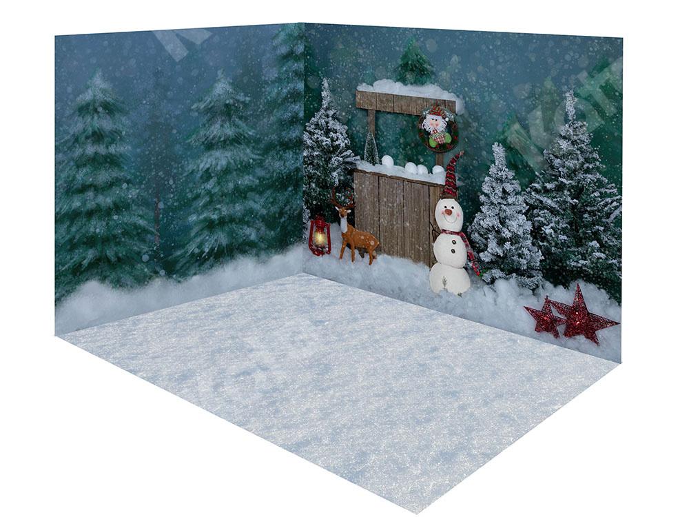 Kate Christmas Snow Forest Snowman Room Set - Kate Backdrop AU