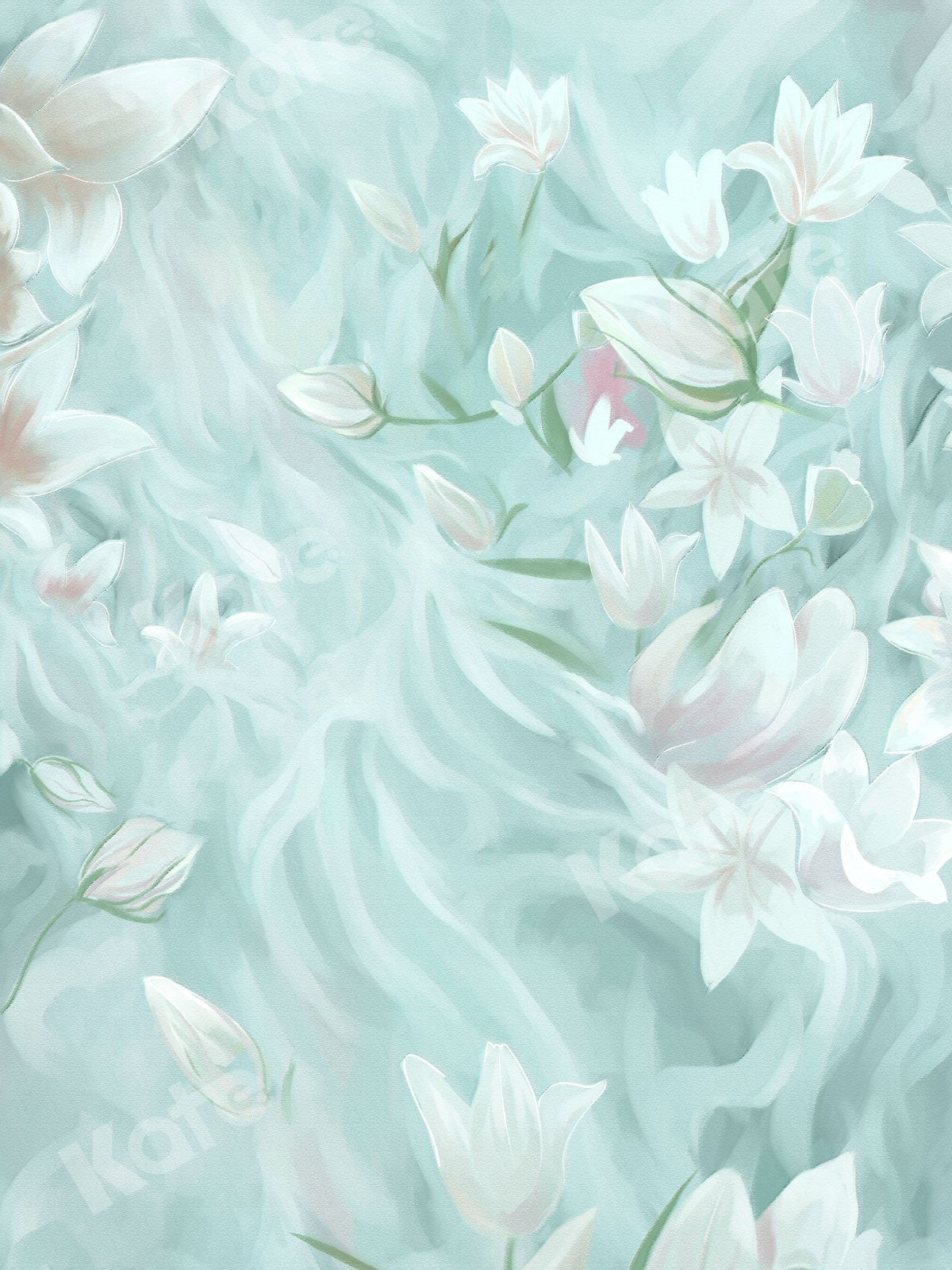 Kate Fine Art Light Blue Floral Backdrop for Photography