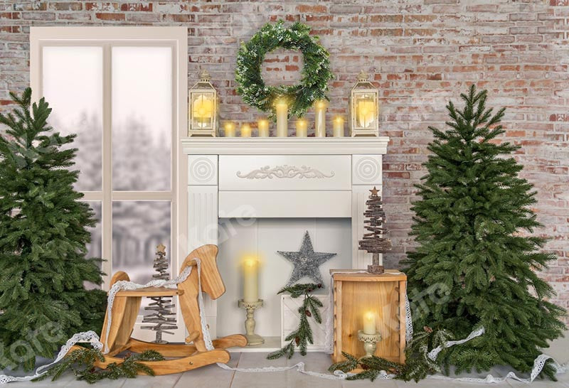 Kate Christmas Brick Candle Winter Backdrop Designed by Emetselch - Kate Backdrop AU