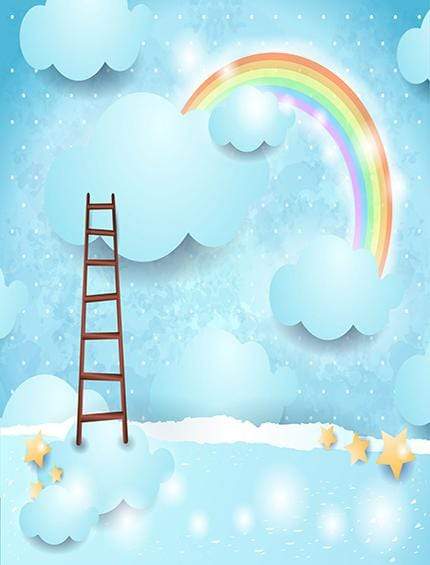 Katebackdrop£ºKate Blue Clouds Colourful Rainbow Ladder Photography Backdrop for Children