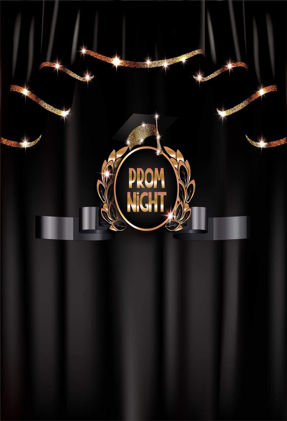 Kate Prom Night Graduation Backdrop Black Curtain Background for School