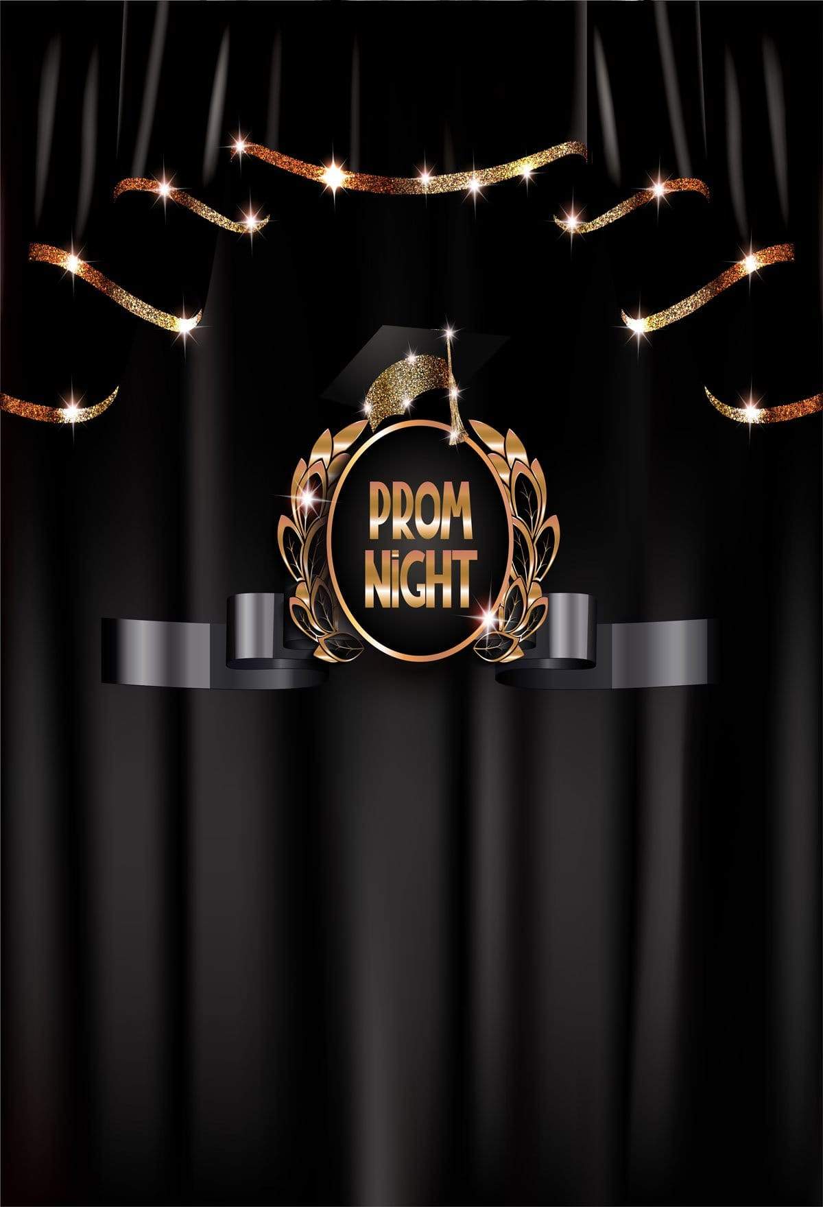 Kate Prom Night Graduation Backdrop Black Curtain Background for School - Kate Backdrop AU