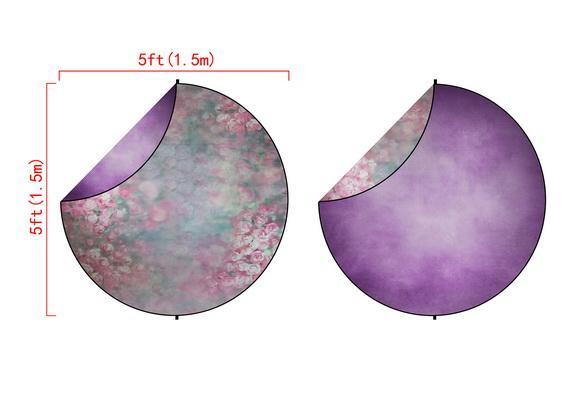 Kate Purple Abstract/Florals Round Mixed Collapsible Backdrop for Baby Photography 5X5ft(1.5x1.5m)
