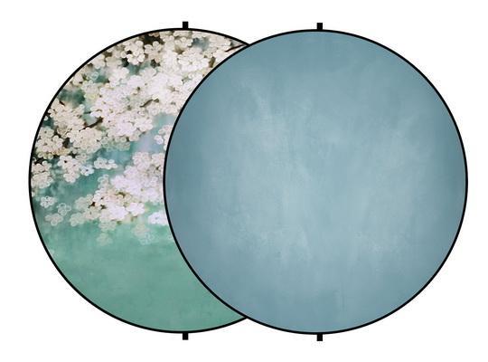 Kate Blue Astract+Flowers Round Mixed Collapsible Backdrop for Baby Photography 5X5ft(1.5x1.5m)