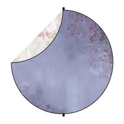 Kate Purple/White Flowers Round Mixed Collapsible Backdrop for Baby Photography 5X5ft(1.5x1.5m)