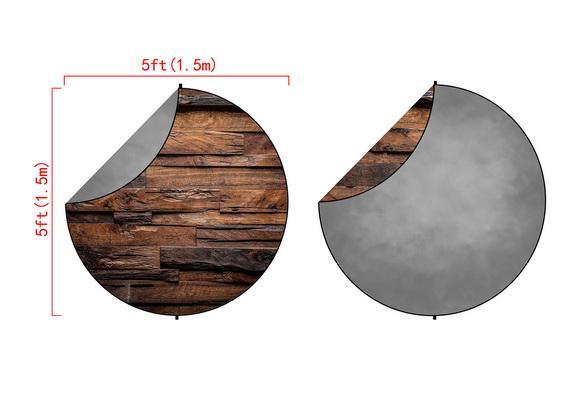 Kate Gray Abstract/Abstract Wood Mixed Round Collapsible Backdrop for Baby Photography 5X5ft(1.5x1.5m)