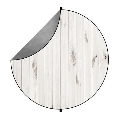Kate Gray Abstract/White Wood Mixed Round Collapsible Backdrop for Baby Photography 5X5ft(1.5x1.5m)