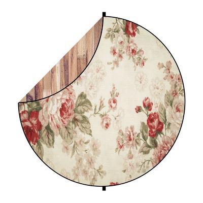 Kate Brown Wood/Red Flowers Round Mixed Collapsible Backdrop for Baby Photography 5X5ft(1.5x1.5m)