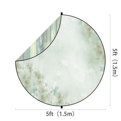 Kate Light Green Wood/Flowers Round Mixed Collapsible Backdrop for Baby Photography 5X5ft(1.5x1.5m)