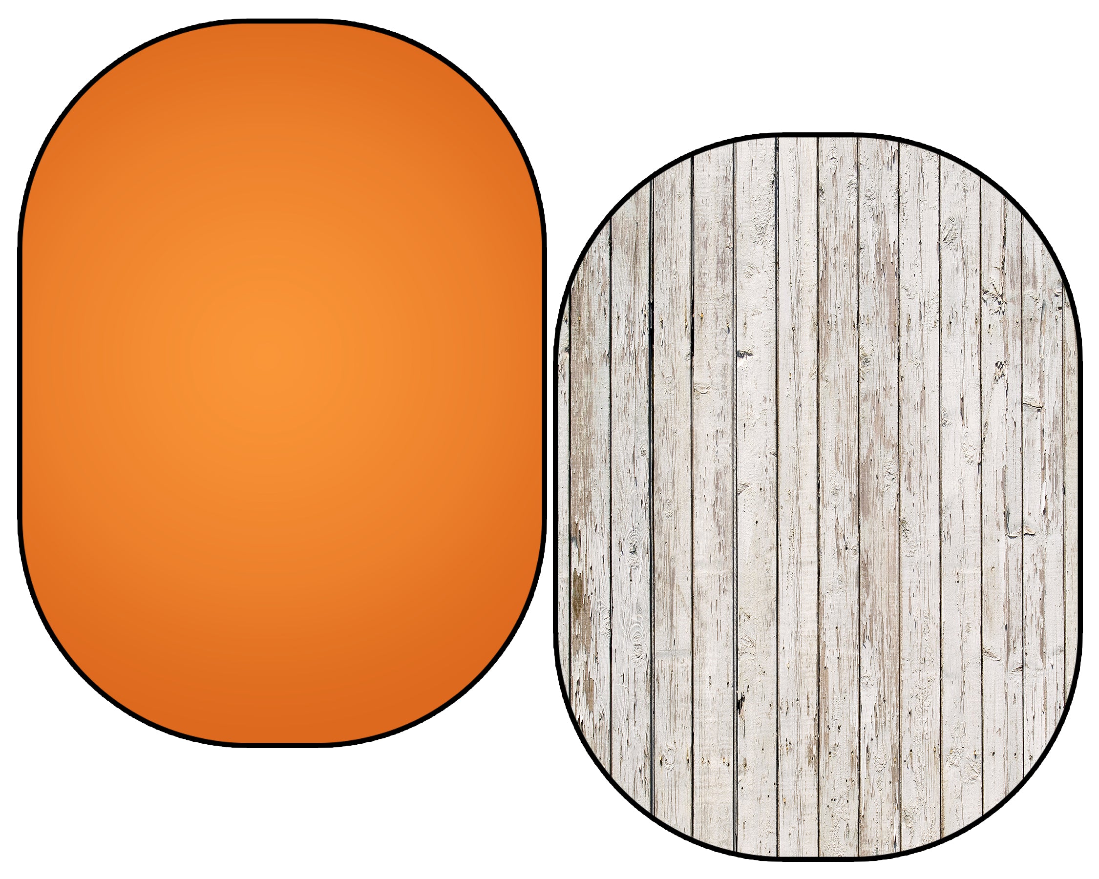 Kate Retro White Wood / Solid Orange Color Collapsible Backdrop Photography 5X6.5ft(1.5x2m)