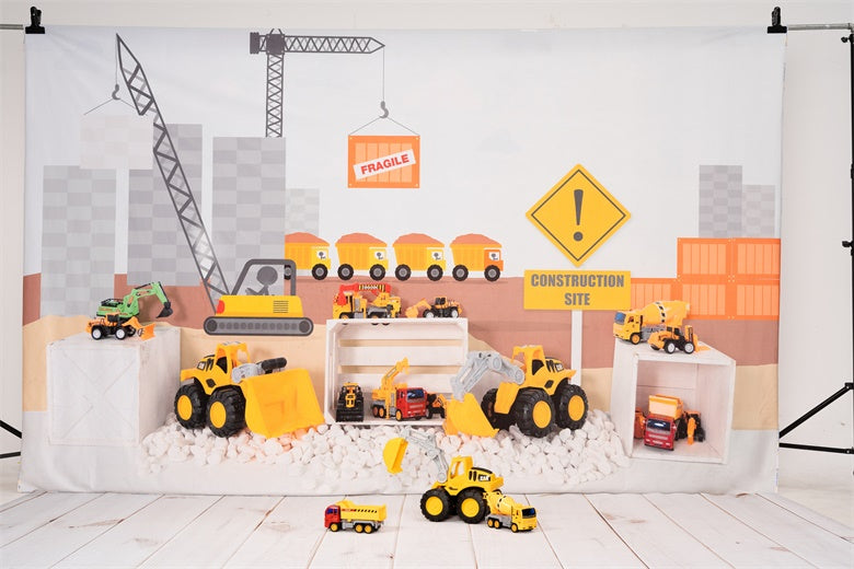 Kate Construction Site Backdrop Kids Toys for Photography