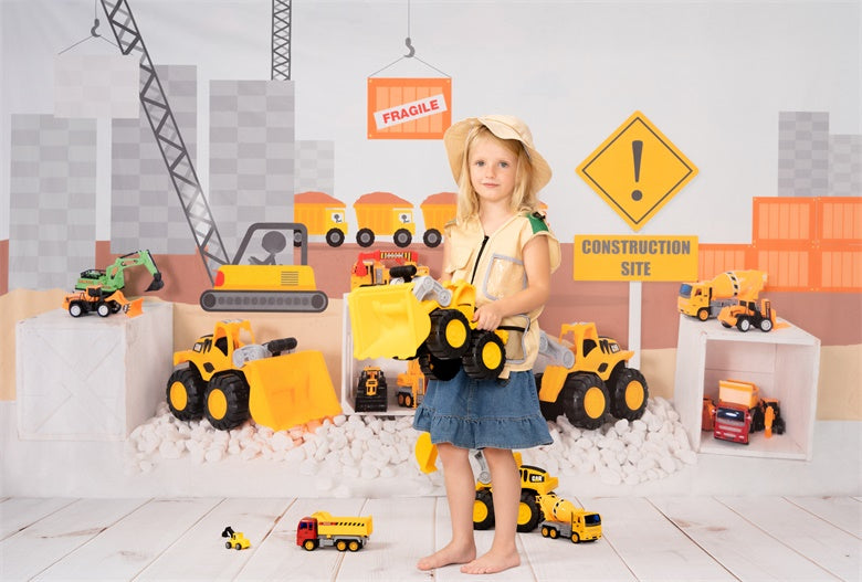 Kate Construction Site Backdrop Kids Toys for Photography