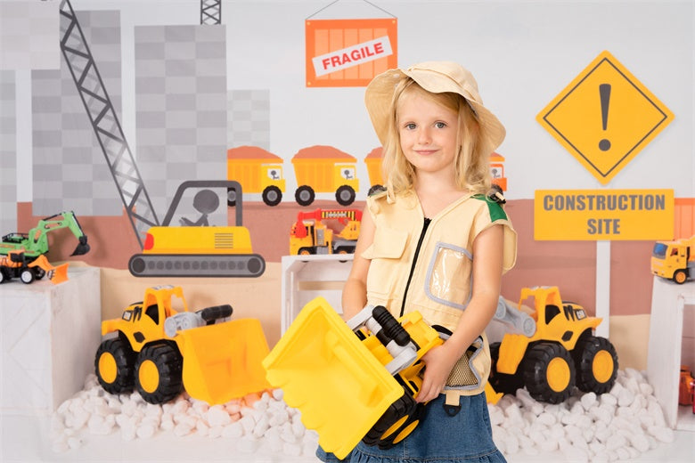 Kate Construction Site Backdrop Kids Toys for Photography