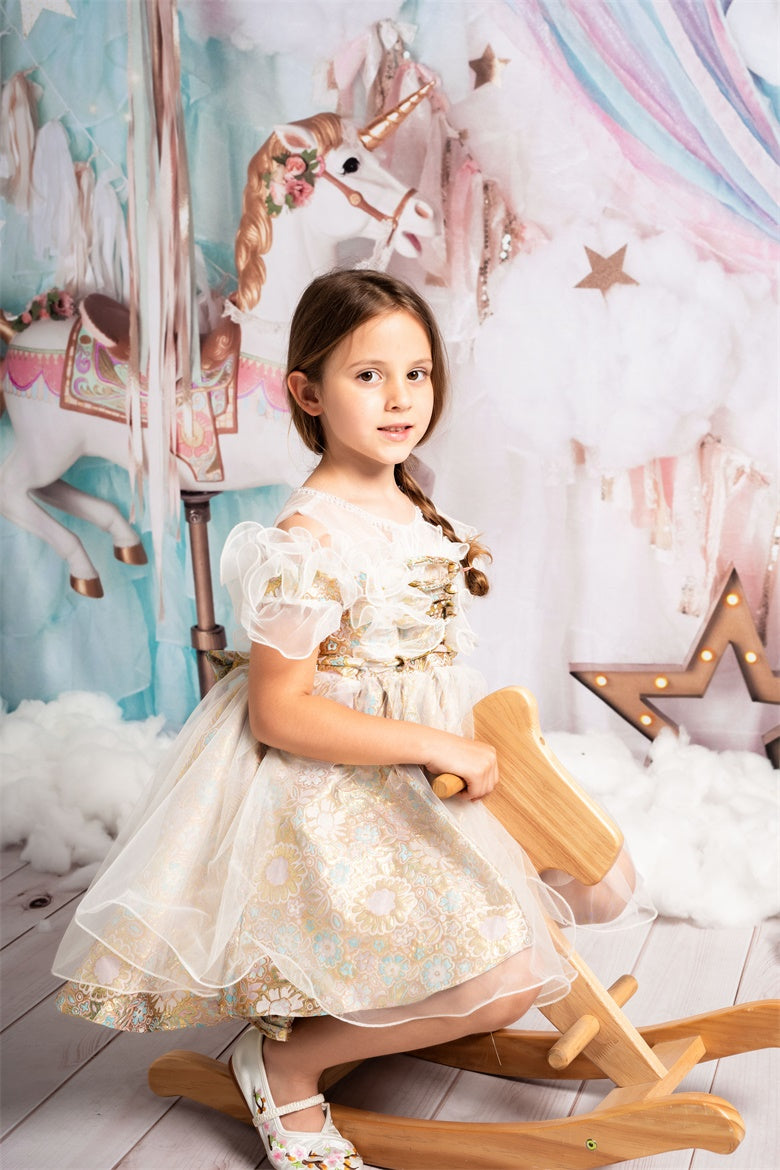 Kate Unicorn Carousel Backdrop Dreams Designed by Mandy Ringe Photography