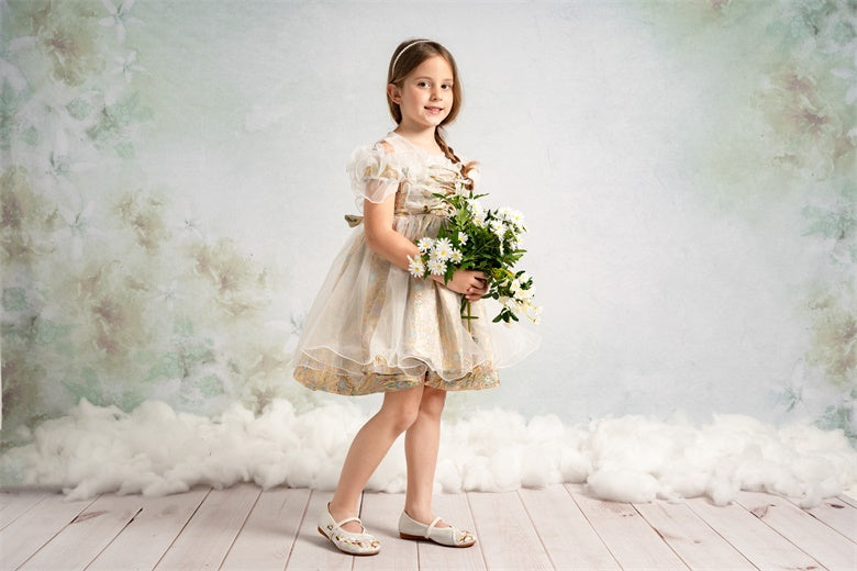 Kate Fine Art Watercolors Green Flowers Abstract Backdrop designed by Veronika Gant - Kate Backdrop AU