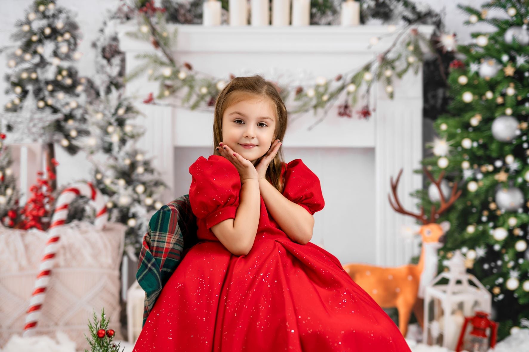 Kate Christmas Boho Fireplace Elk Backdrop Designed by Emetselch