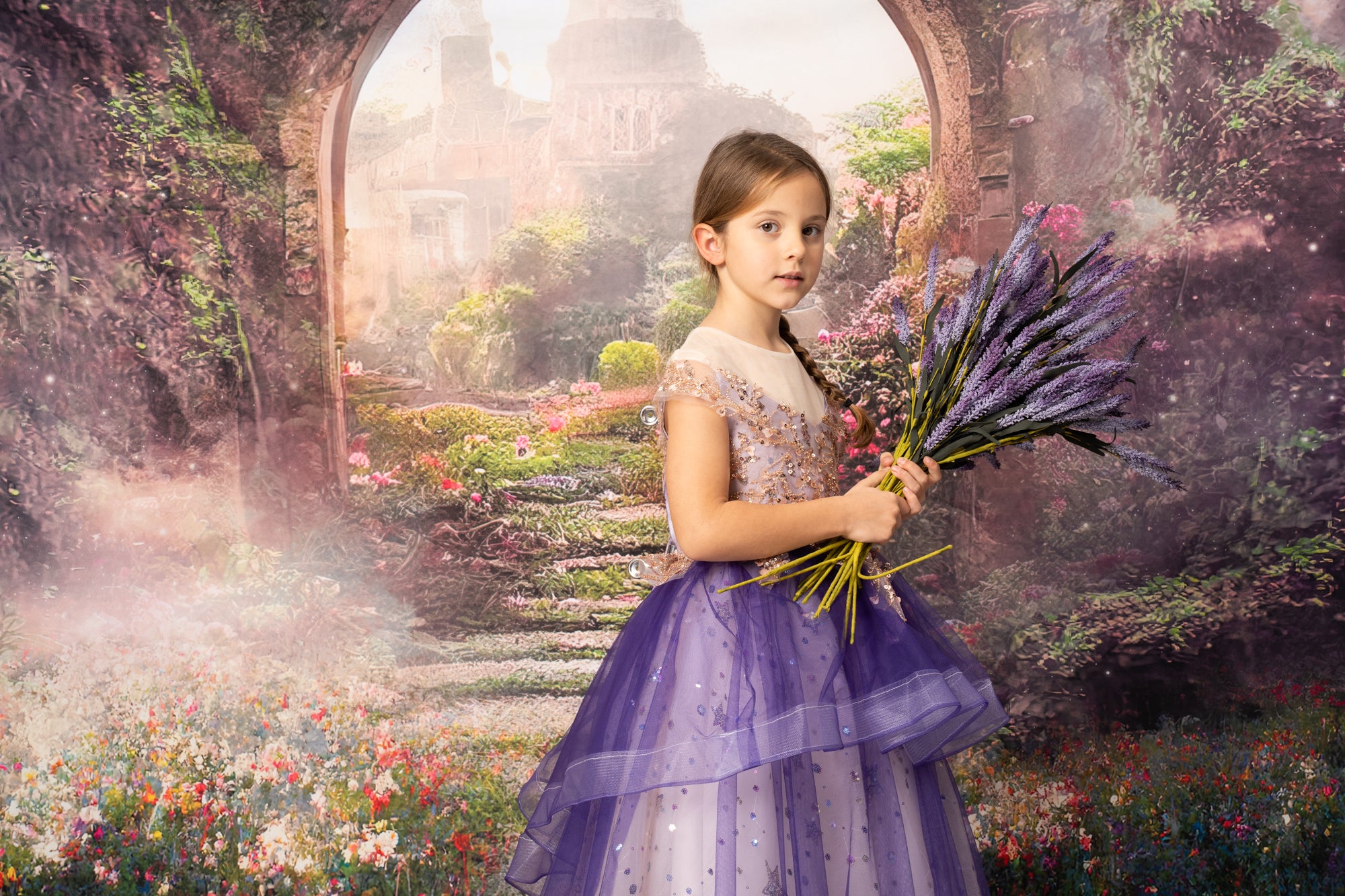 Kate Spring Magic Flower Garden Castle Backdrop for Photography